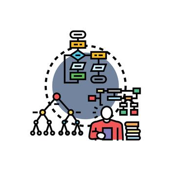 persona desarrollando algoritmo con inteligente pensando proceso vector