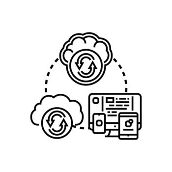 Consistent software synchronizing data across multiple devices vector