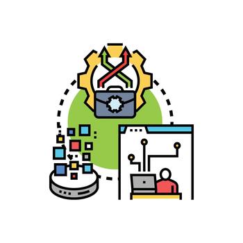 Software release management system developing solutions concept vector