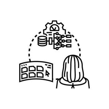 persona optimizando sistema función, no apariencia vector