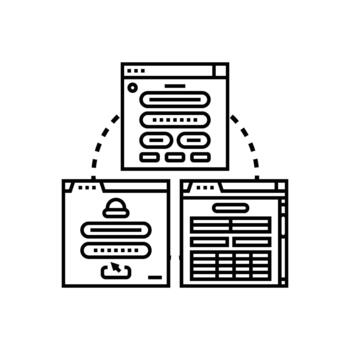 Web form input data processing and user interface concept vector