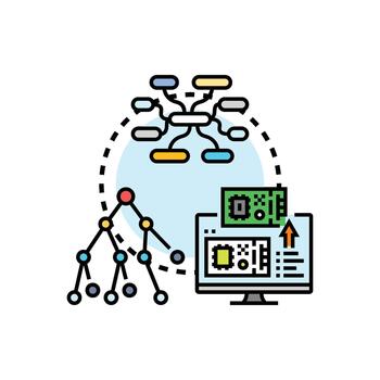 Logic programming concepts developing digital software systems vector