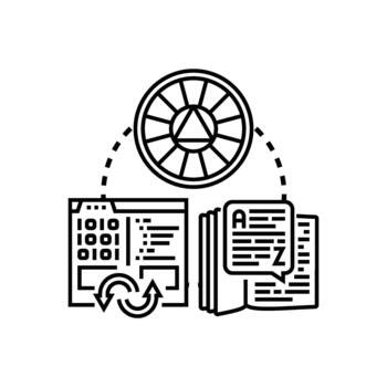 sinónimo reemplazo software programa icono concepto vector