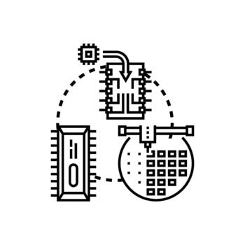 Electronic component assembling process for device engineering vector