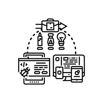 Software testing for product release development process vector