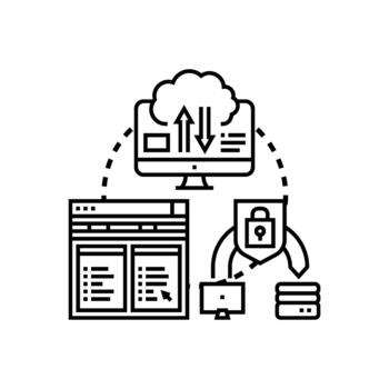 en línea documento transferir con seguro nube informática vector