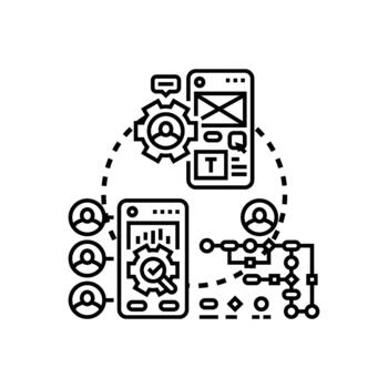 usuario experiencia diseñador creando interfaz y optimizando solicitud vector