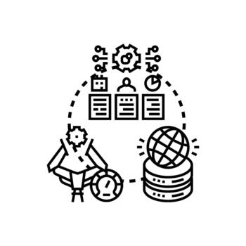 Controlled data processing for defined objective concept vector