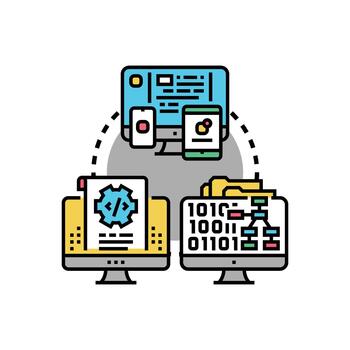 Coding and programming process for software development vector
