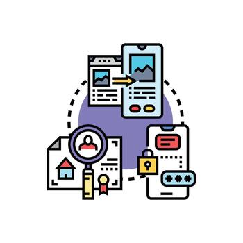 Mobile app security audit process checking data integrity vector