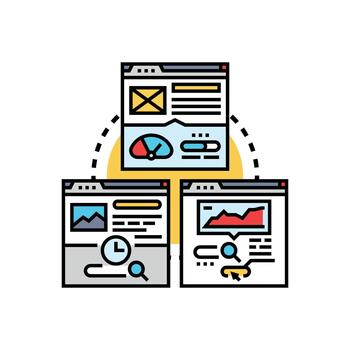 optimizando sitio web cargando velocidad y actuación concepto vector