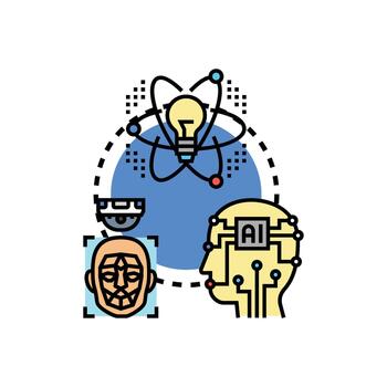 artificial inteligencia Procesando datos para seguro reconocimiento vector