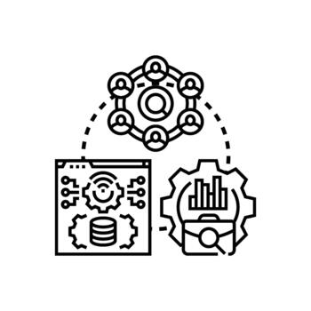individuos Procesando flujo de trabajo, datos y documentación sistema vector