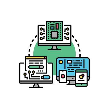 software lanzamiento desarrollo despliegue y actualizar proceso vector
