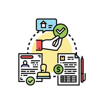 solicitud formar comprobación y aceptar proceso vector