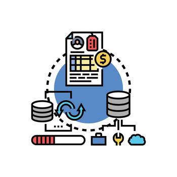 documento Procesando estado con datos flujo de trabajo y digital administración vector