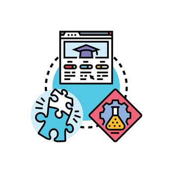 Learning process creating knowledge and developing scientific understanding vector