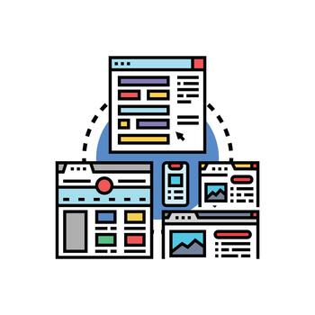 web diseño desarrollando usuario interfaz y sensible sitio web vector