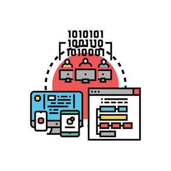 Software development environment creating responsive digital technology vector