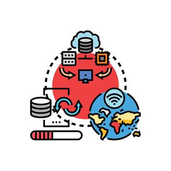Edge computing data processing and information exchange concept vector