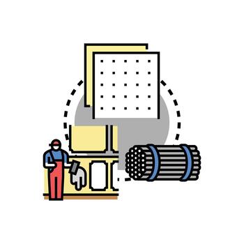 Construction worker using gray solid block materials vector