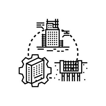 edificio diseño proceso desarrollando estable cimientos vector