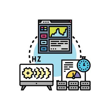 Monitoring system performance, data analysis, and optimization concept vector