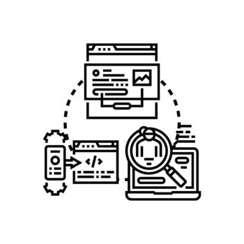 ligero web aplicación desarrollando y optimizando proceso icono vector