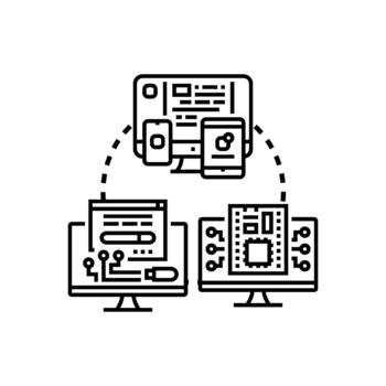 Software development engineering programming digital technology creating vector