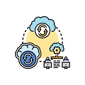 empresa eso sincronización datos nube informática red concepto vector