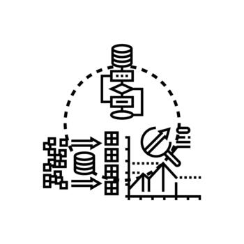 Massive data sets processing and analysis concept vector