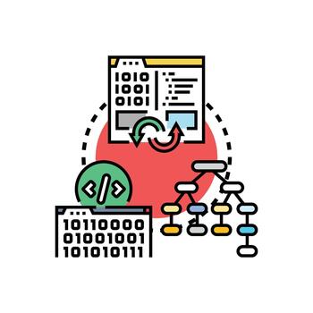 código idioma categorías organizando software desarrollo conceptos vector