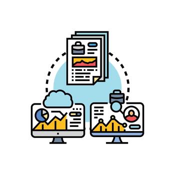 tablero analítica datos Procesando en computadora pantallas vector