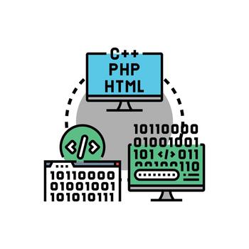 software codificación idiomas desarrollando moderno digital aplicaciones vector