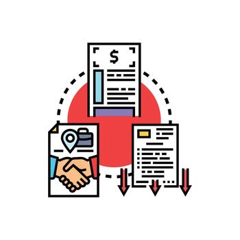 Agreement document preparing and executing process concept vector
