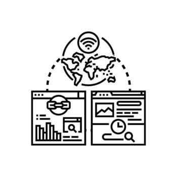 Internet uso modelo rastreo global datos analítica vector
