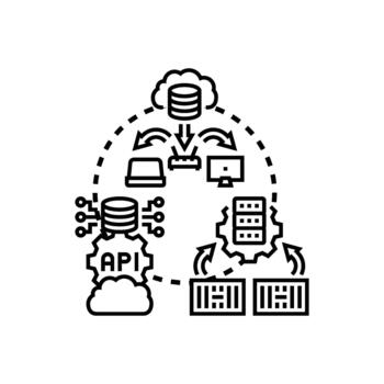 Network data orchestration concept visualizing data flow vector