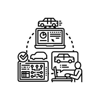 Car engineering testing and diagnostic process development vector