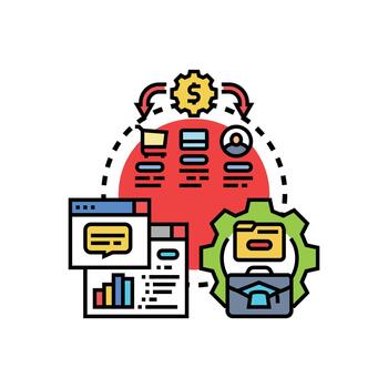 Data transfer workflow process concept creating digital solution vector