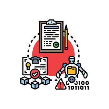 documento autenticación verificación proceso utilizando blockchain tecnología concepto vector
