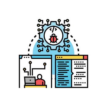 Fixing software bugs for successful coding development vector