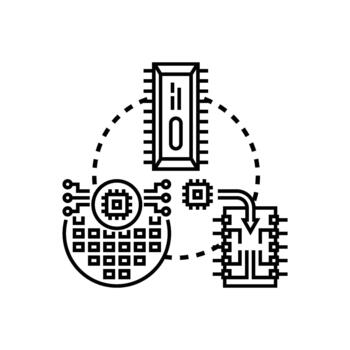 Semiconductor microchip creating process technology concept vector