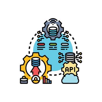 característica integración conectando datos, sistemas, y nube api desarrollo vector