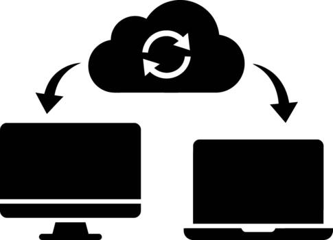 nube datos sincronización Entre dispositivos vector