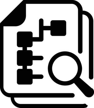 datos cartografía análisis documento y proceso diagrama de flujo icono. vector