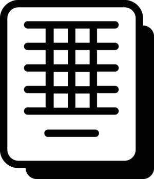 Structured database spreadsheet and table data document icon. vector