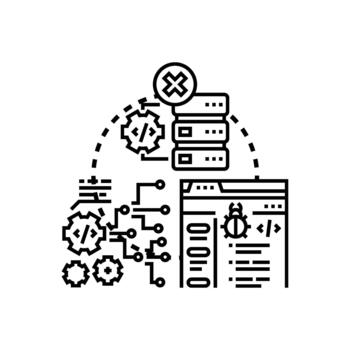 simplified Debugging code fixing software program errors vector