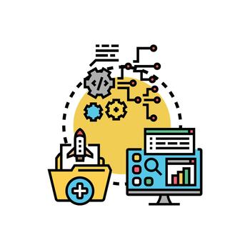 creando software aplicaciones y programación moderno desarrollo proceso vector