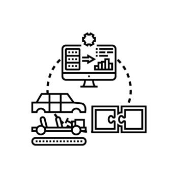 componente agregación montaje proceso formas desarrollo icono vector