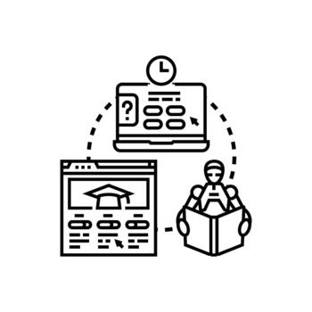 Artificial intelligence using interactive training system stylized for e learning vector